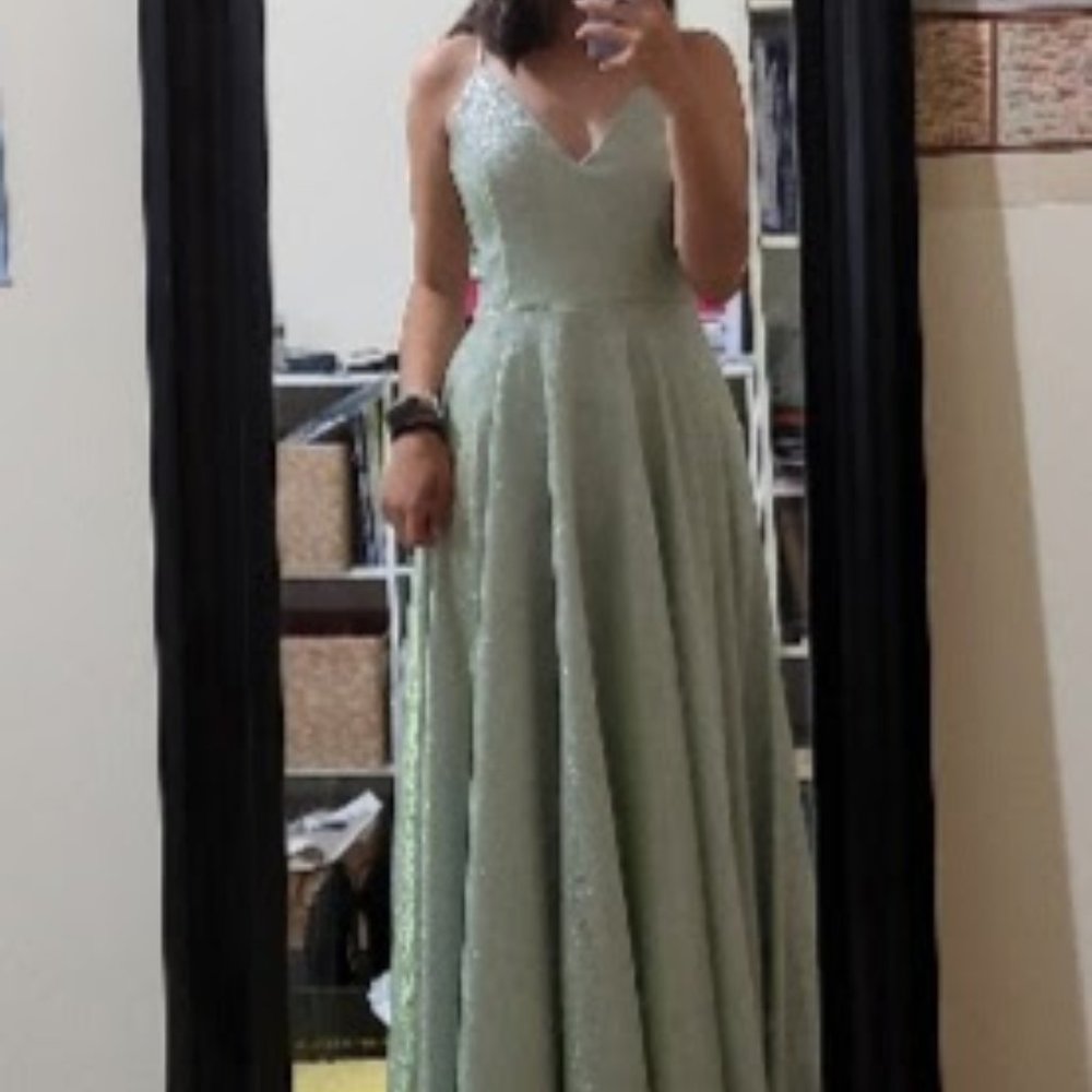 Green Glitter Prom Dress